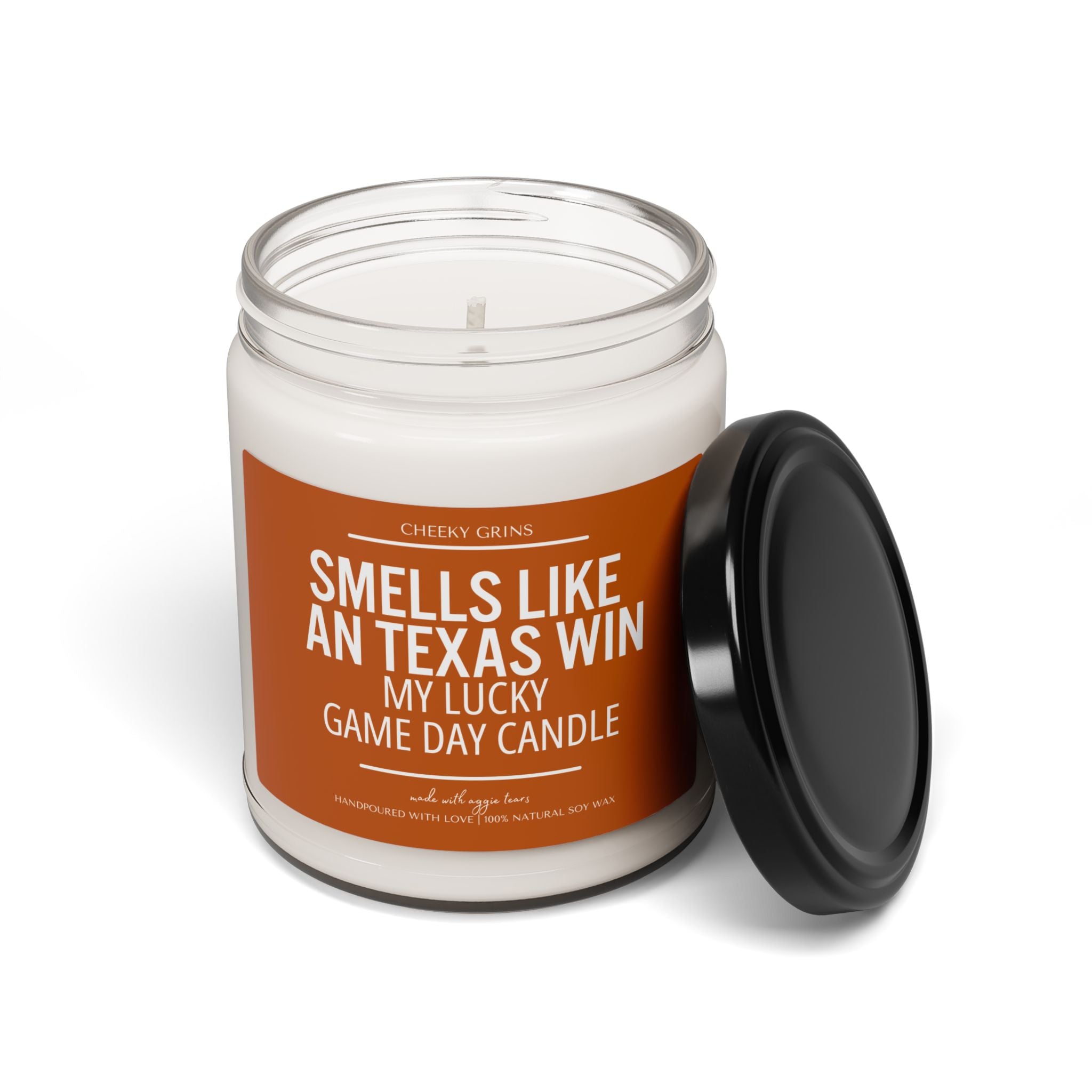 Smells Like A Texas Win Candle | Lucky Game Day | Football Candle | Longhorns | Game Day Decor | Sport Themed | Made with Aggie Tears