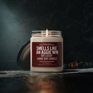 Smells Like An AGGIE Win Candle | Lucky Game Day | Football | A & M Football | Game Day Decor | Sport Themed | Made with Longhorn Tears