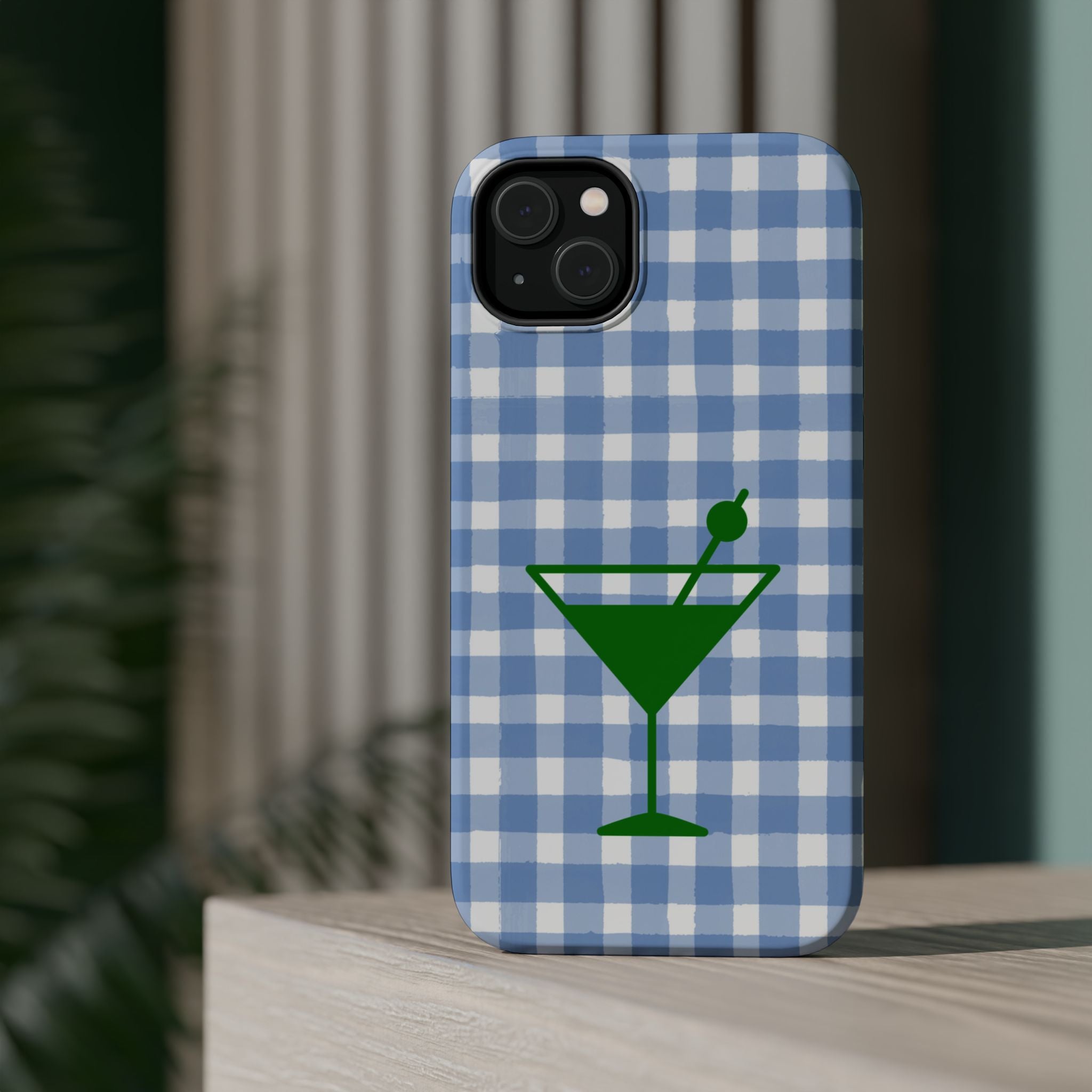 Blue Plaid Martini Magnetic Tough Case