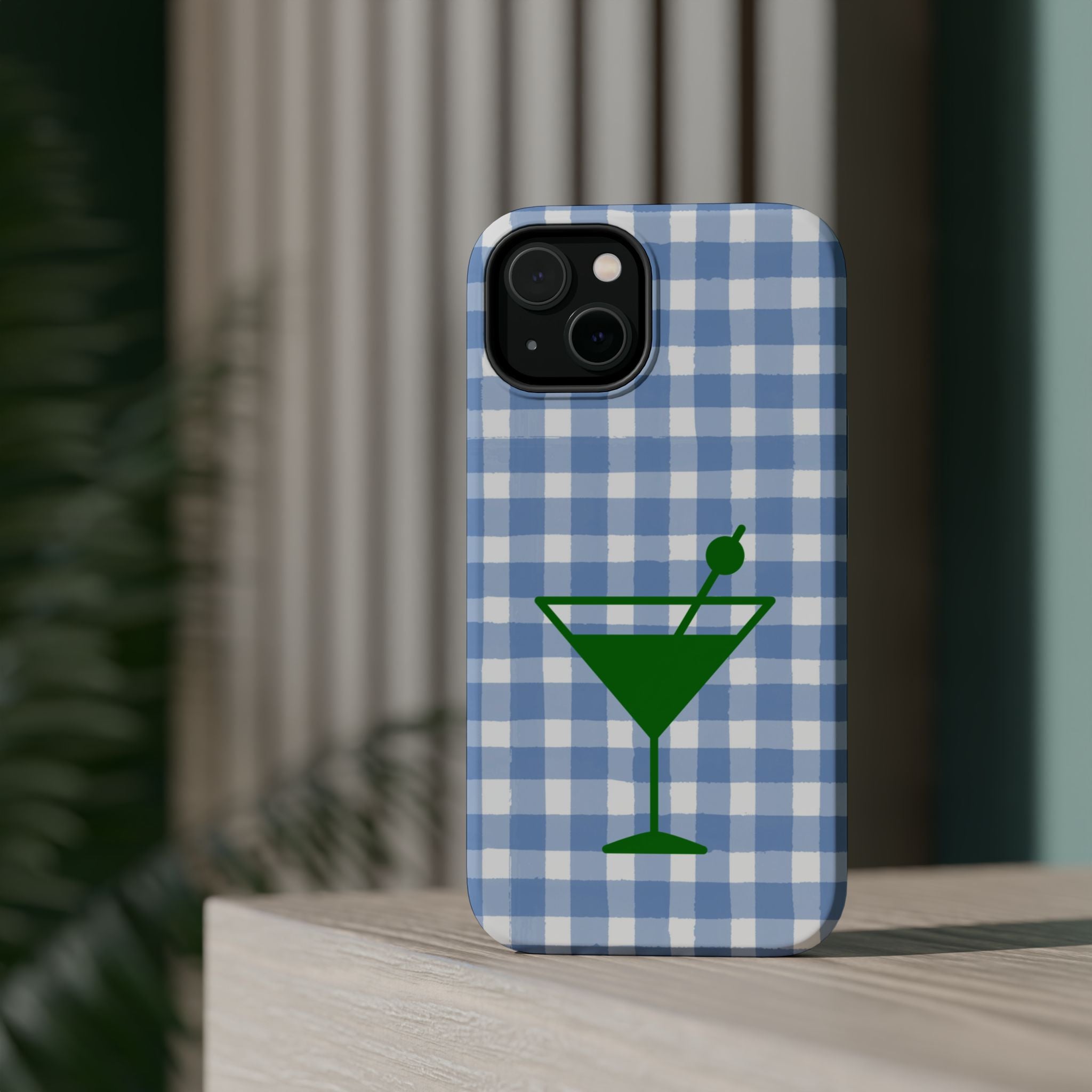 Blue Plaid Martini Magnetic Tough Case