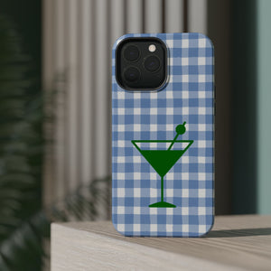 Blue Plaid Martini Magnetic Tough Case