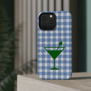 Blue Plaid Martini Magnetic Tough Case