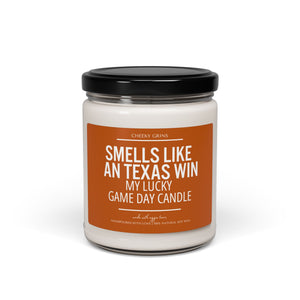 Smells Like A Texas Win Candle | Lucky Game Day | Football Candle | Longhorns | Game Day Decor | Sport Themed | Made with Aggie Tears