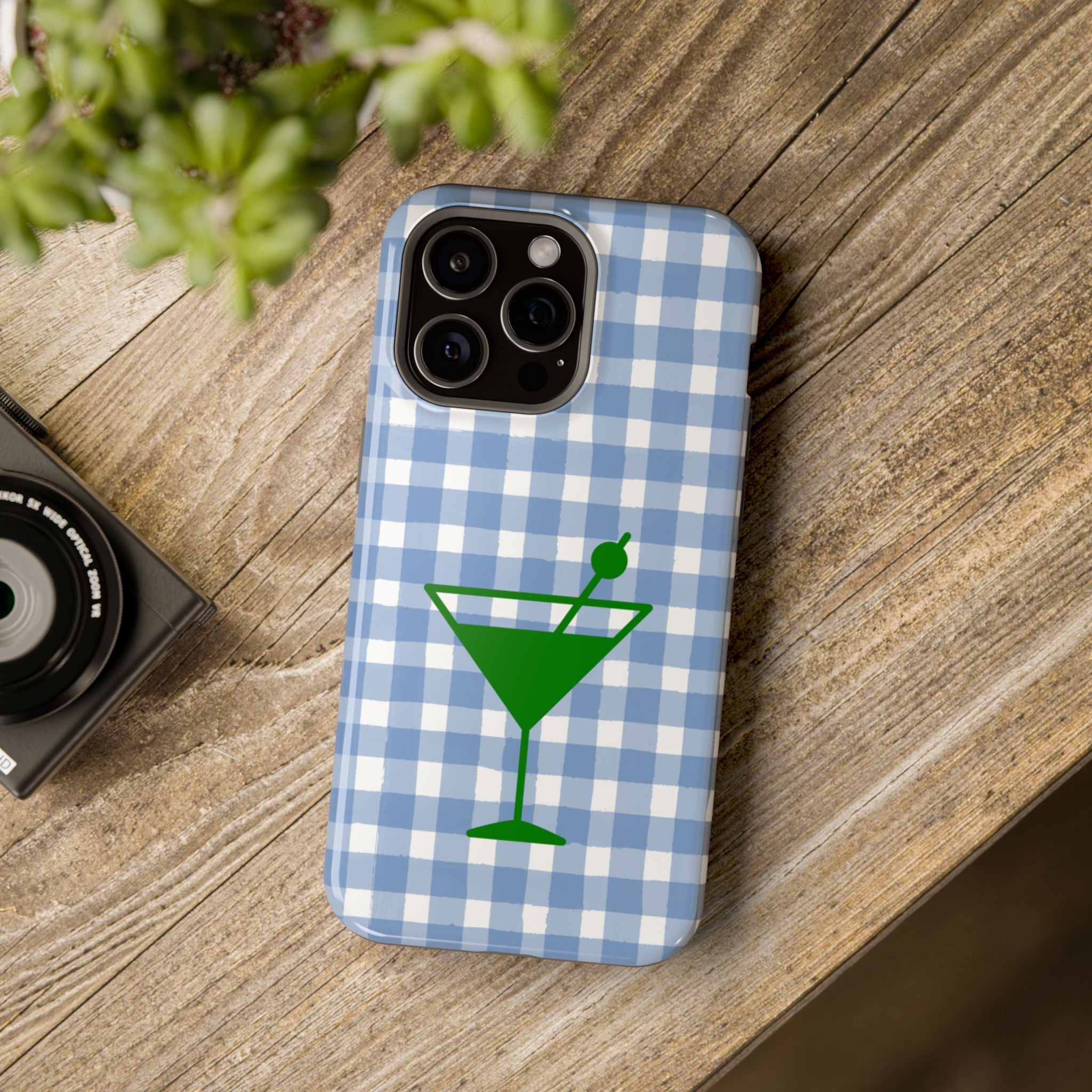 Blue Plaid Martini Magnetic Tough Case