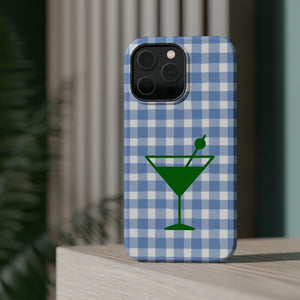 Blue Plaid Martini Magnetic Tough Case