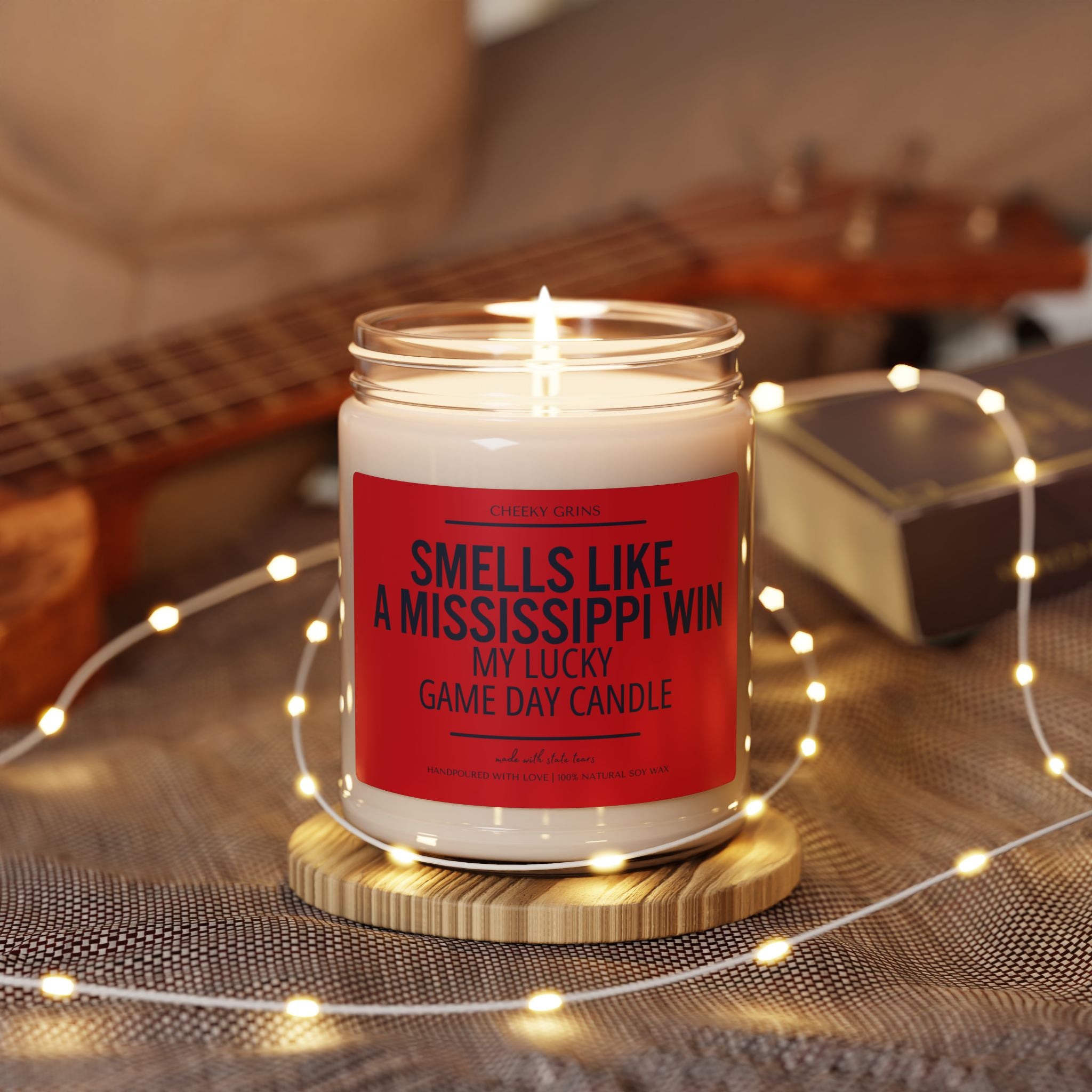 Smells Like A Mississippi Win Candle | Lucky Game Day | Football | Ole Miss Rebels | Game Day Decor | Sport Themed | Made with State Tears