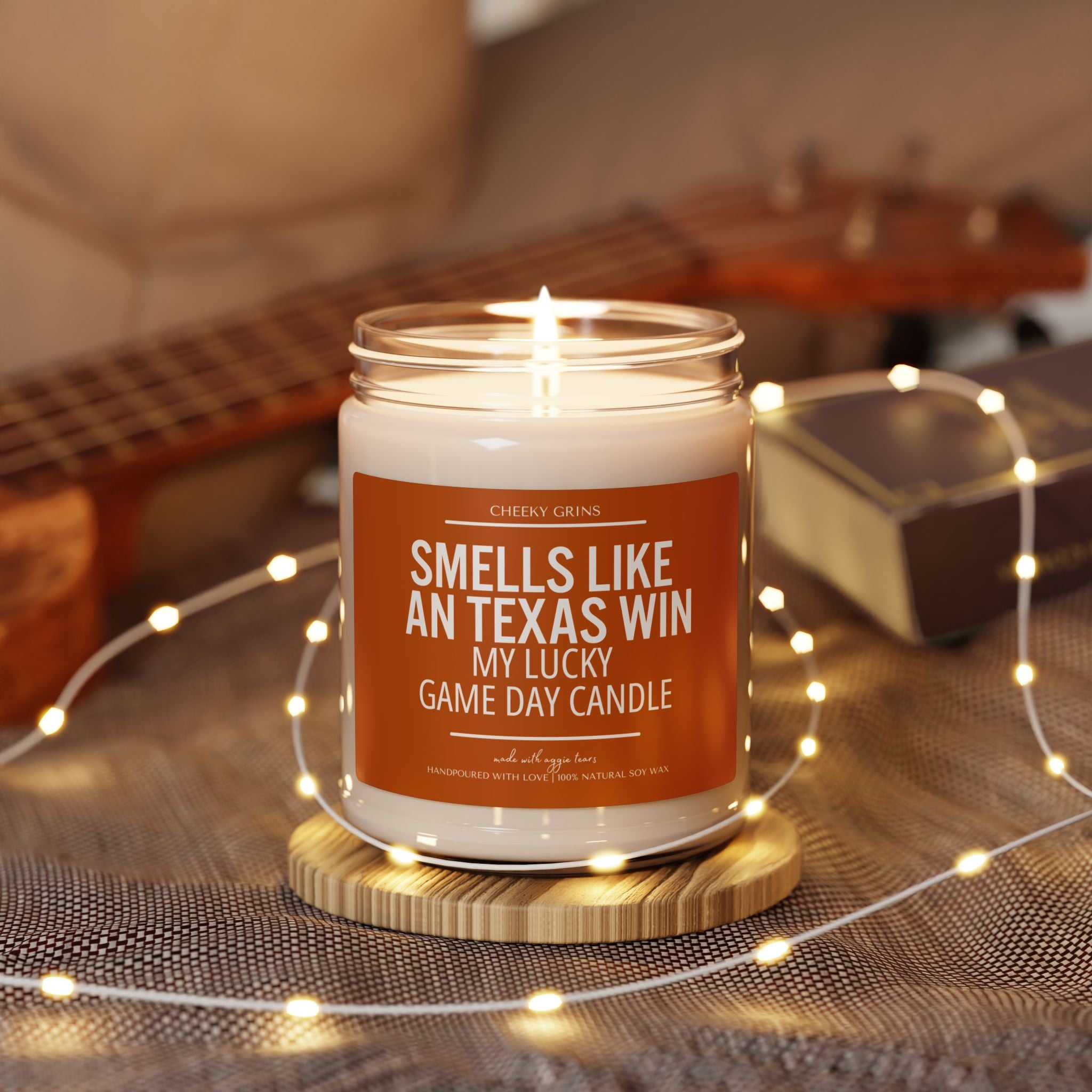 Smells Like A Texas Win Candle | Lucky Game Day | Football Candle | Longhorns | Game Day Decor | Sport Themed | Made with Aggie Tears